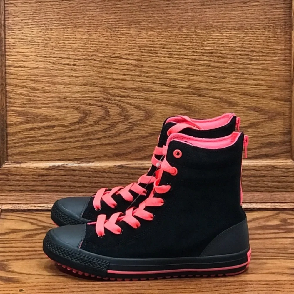 Converse Chuck‎ Taylor Hi Rise Boot X Hi Black Hot Punch Almost Black - Picture 2 of 7